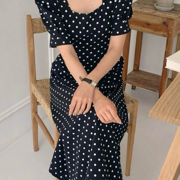 DAZY Nwot Black and White Polka Dot Midi Dress size M - Picture 4 of 15